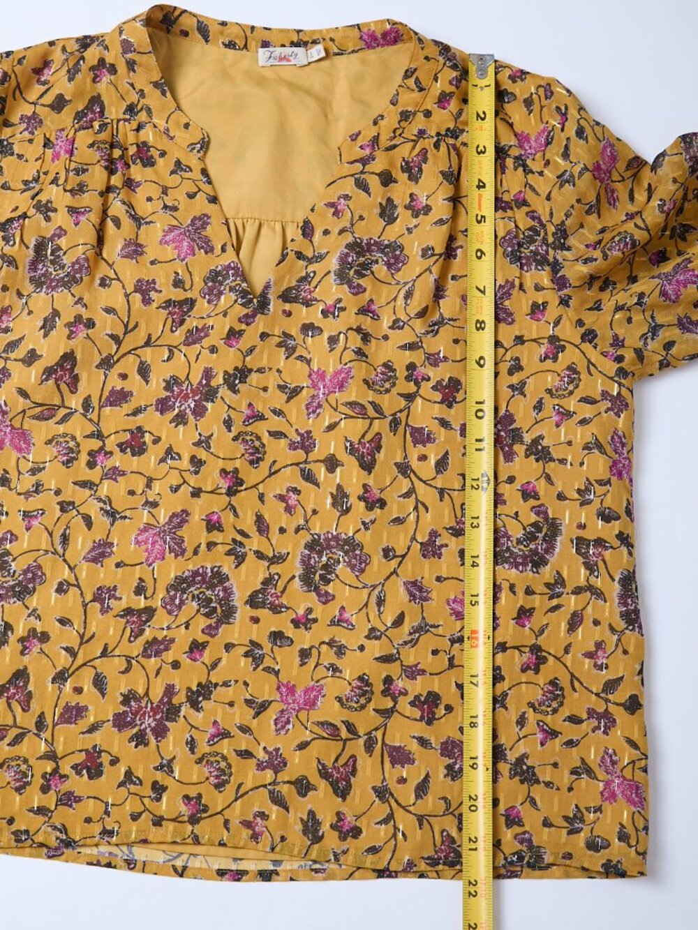 Faherty Silk Cotton Blend Floral Print Long Sleeve V-Neck Blouse Boho Summer - Picture 10 of 11